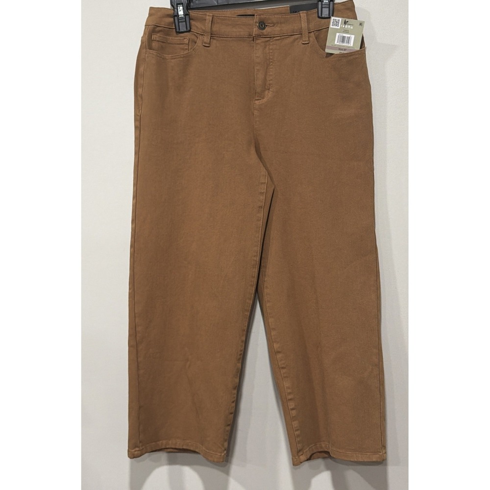 John Mark NWT Capri Woman's 6P Brown Button Up Pockets Stretch Cotton‎ Blend